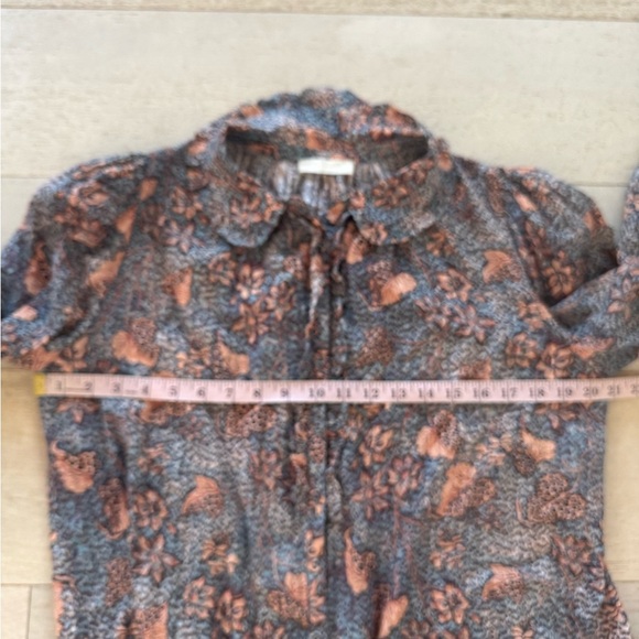 NWOT Ulla Johnson Manet Cotton Ruffle Floral Blouse Aegean Blue Sz 8 Medium - Picture 14 of 15